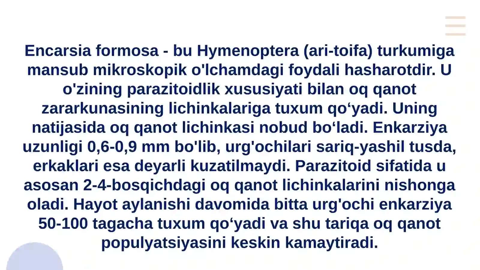 Enkarziya (Encarsia formosa) haqida umumiy ma'lumot 4