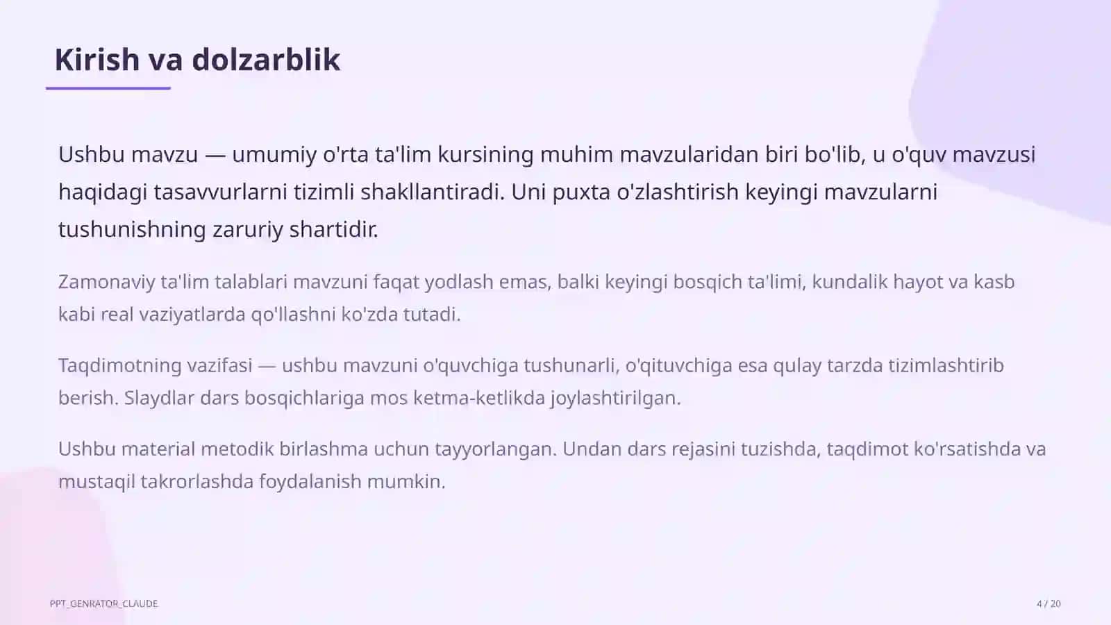 Dolzarb mavzular — maktab va o'qituvchilar (2026) 4