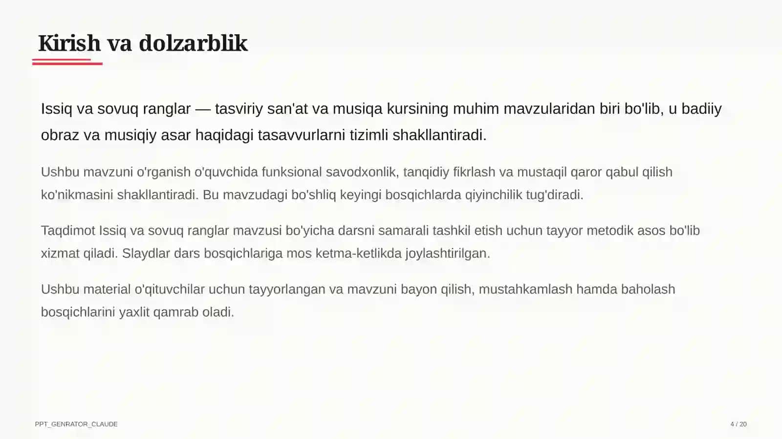 Tasviriy san'at va musiqa (1–7) — o'qituvchilar uchun 4