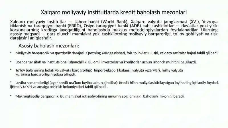 Mijozlar kreditga layoqatliligini baholashning xalqaro tajribasi 4