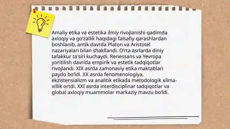 Amaliy etika va estetika ning tarixi va predmeti 4