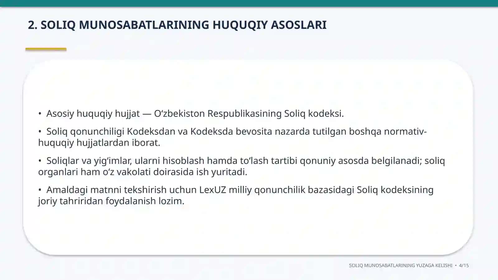 SOLIQ MUNOSABATLARINING YUZAGA KELISHI 4