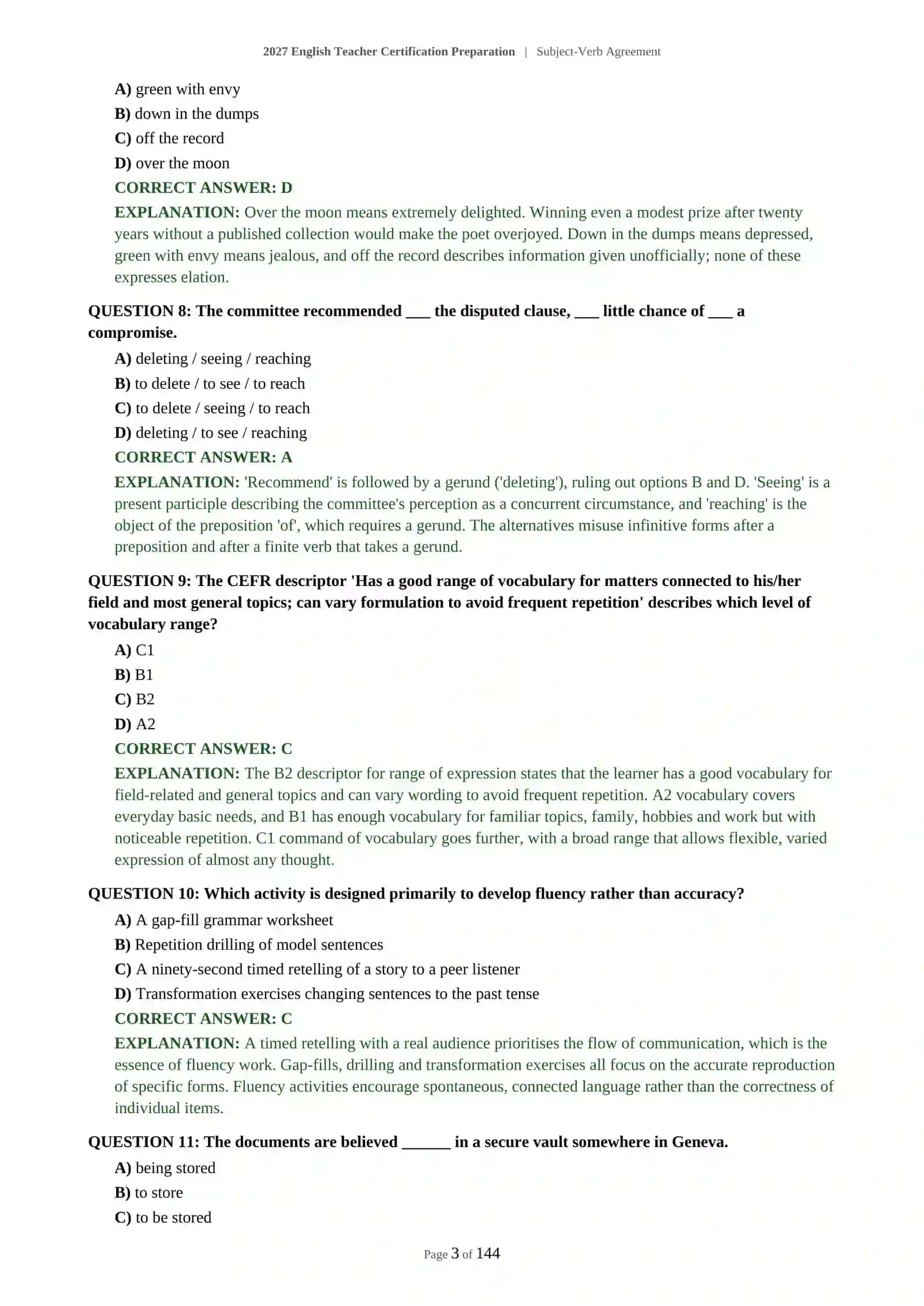 SUBJECT-VERB AGREEMENT - 2027 CERTIFICATION PREPARATION 4
