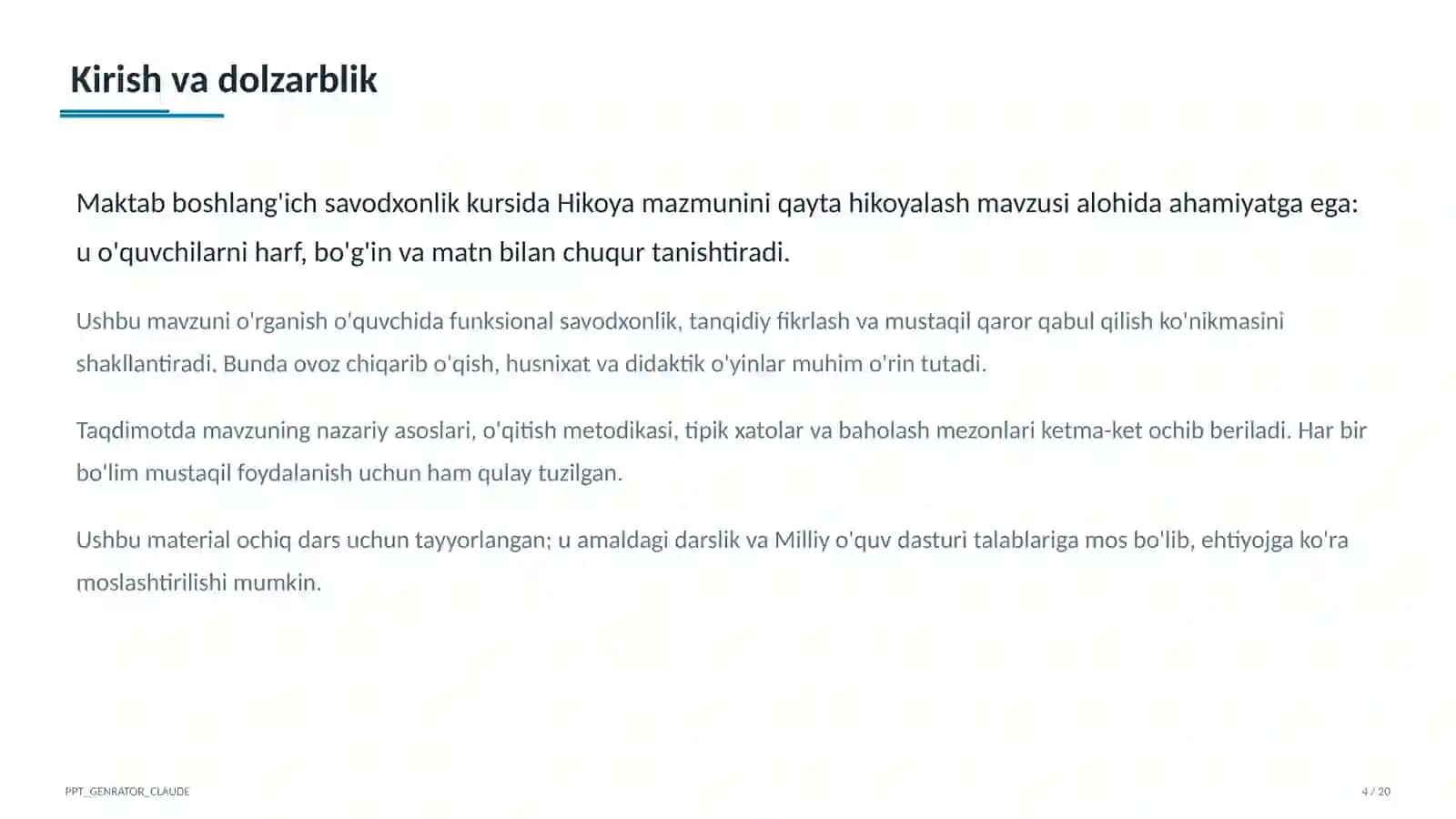 Hikoya mazmunini qayta hikoyalash (3-sinf) 4
