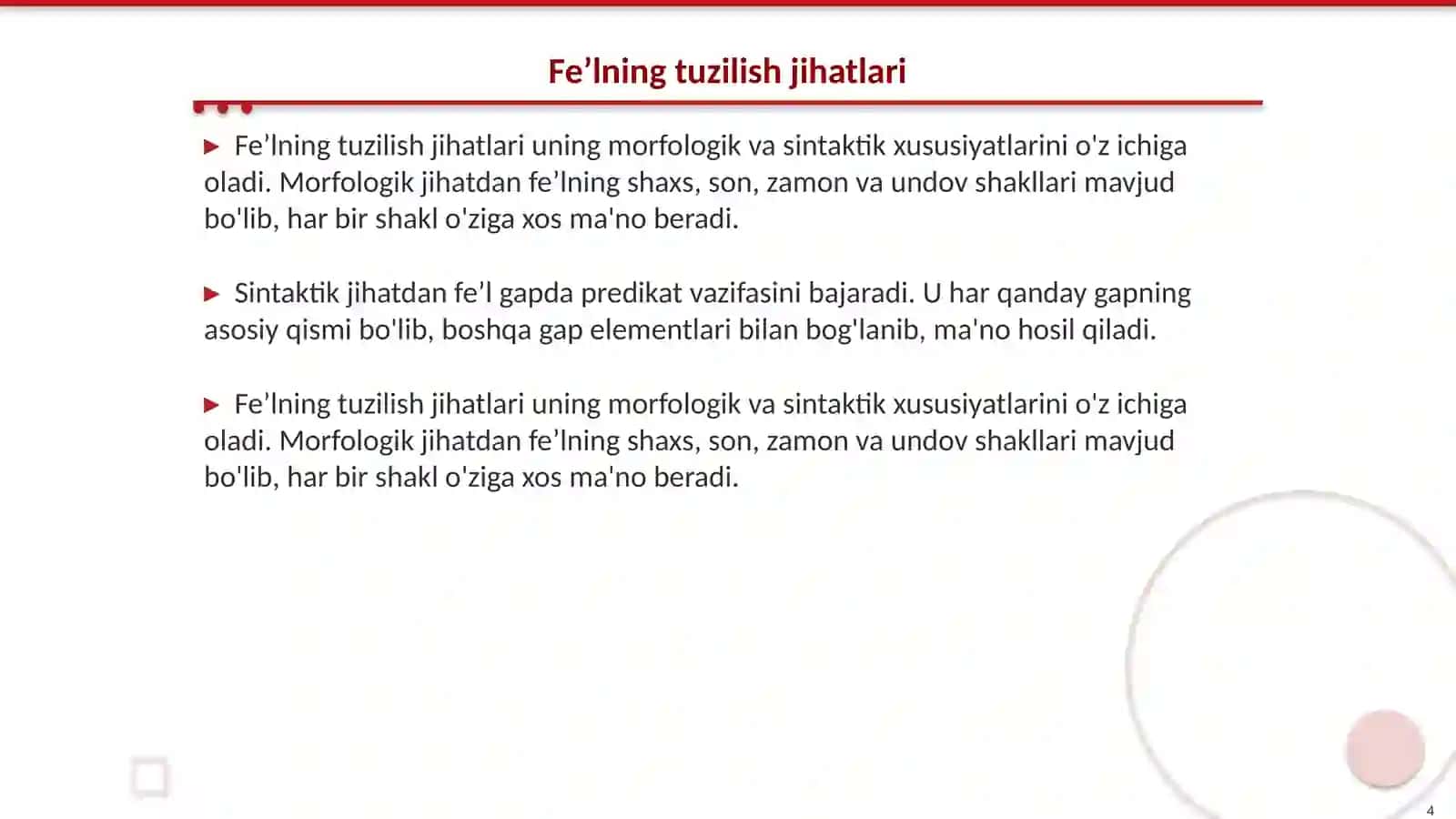 Tuzilish jihatdan feʼlning turlari 4