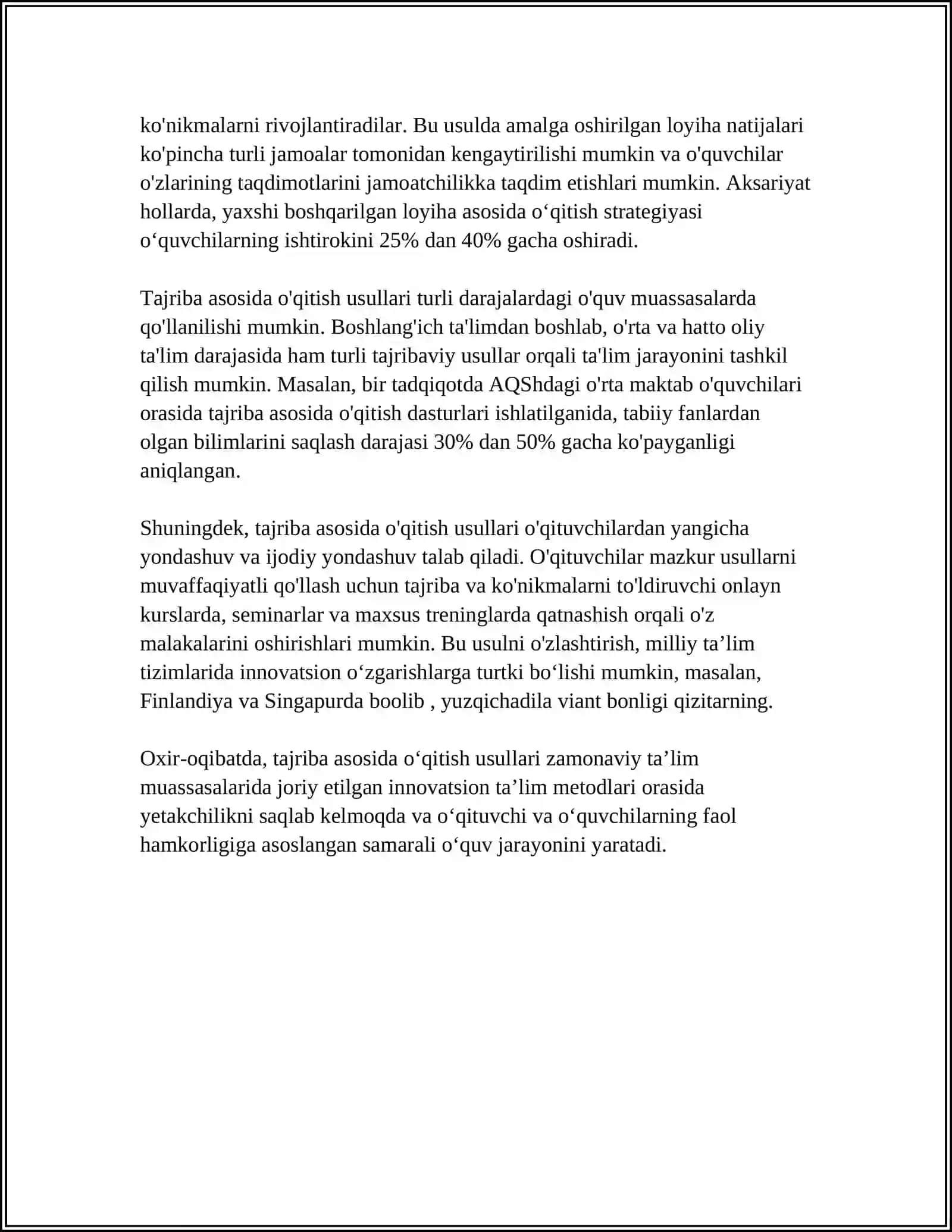 TABIIY FANLAR NAZARIYASI VA METODIKASINI O‘QITISHDA SINIFDAN VA MAKTABDAN TASHQARI ISHLAR 4