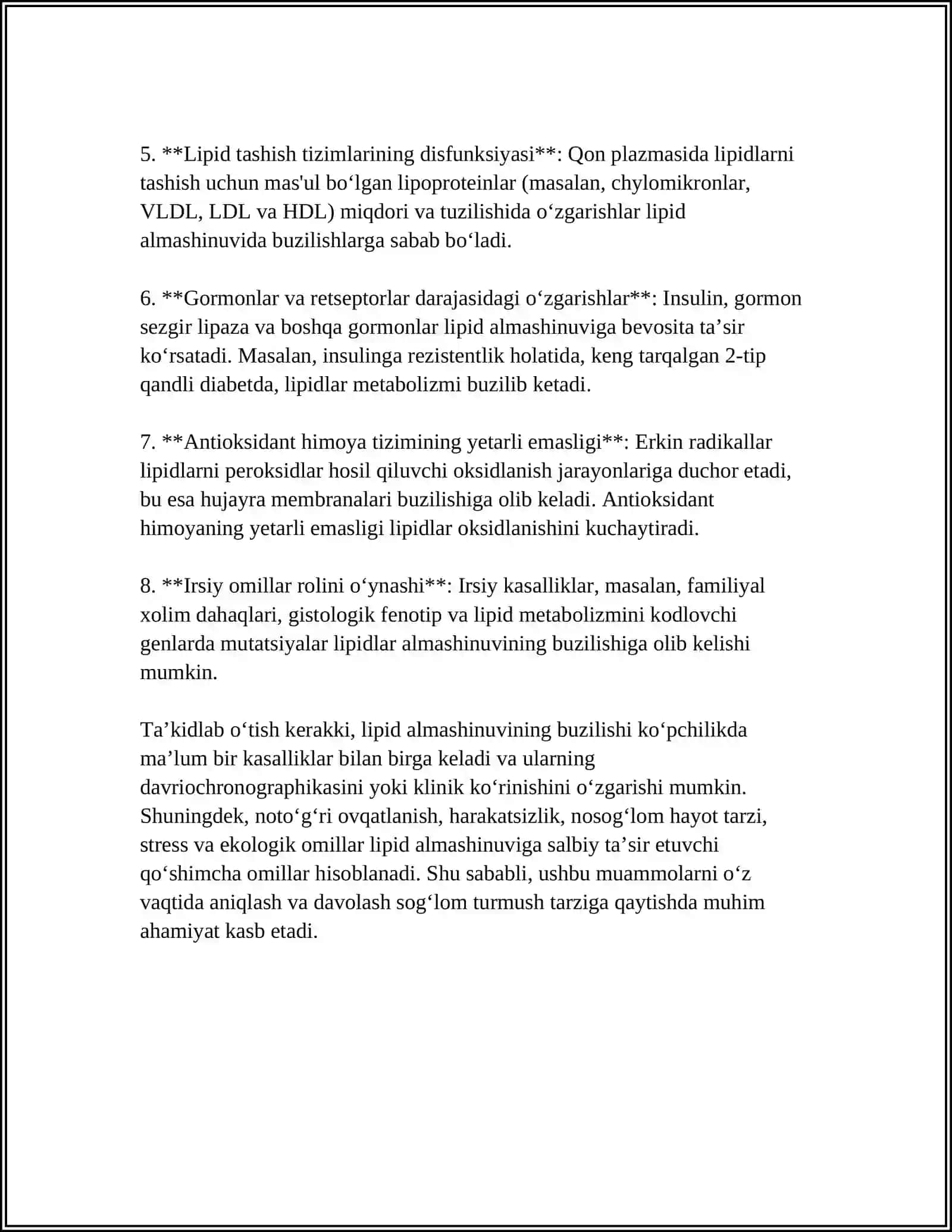 LIPIDLAR ALMASHINUVI BUZILISHI BILAN KECHADIGAN NASLIY KASALLIKLAR 4