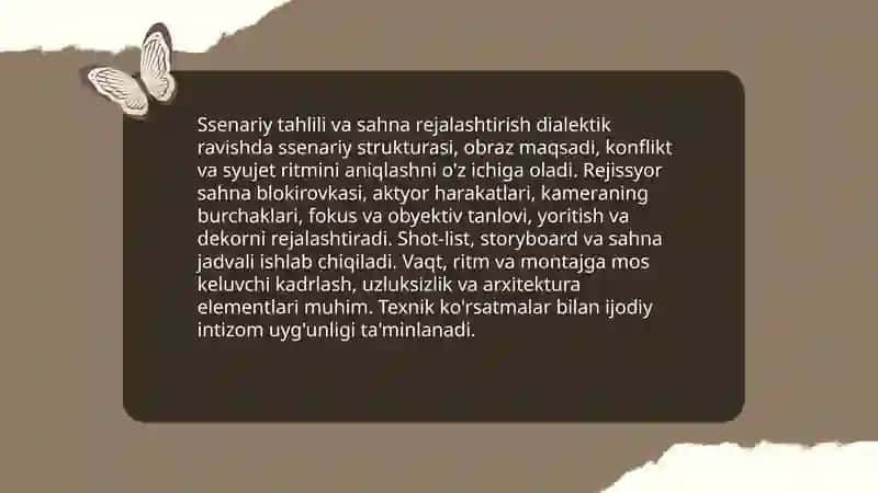 Rejissura: tasvirga olish va montaj amaliyoti fani 4