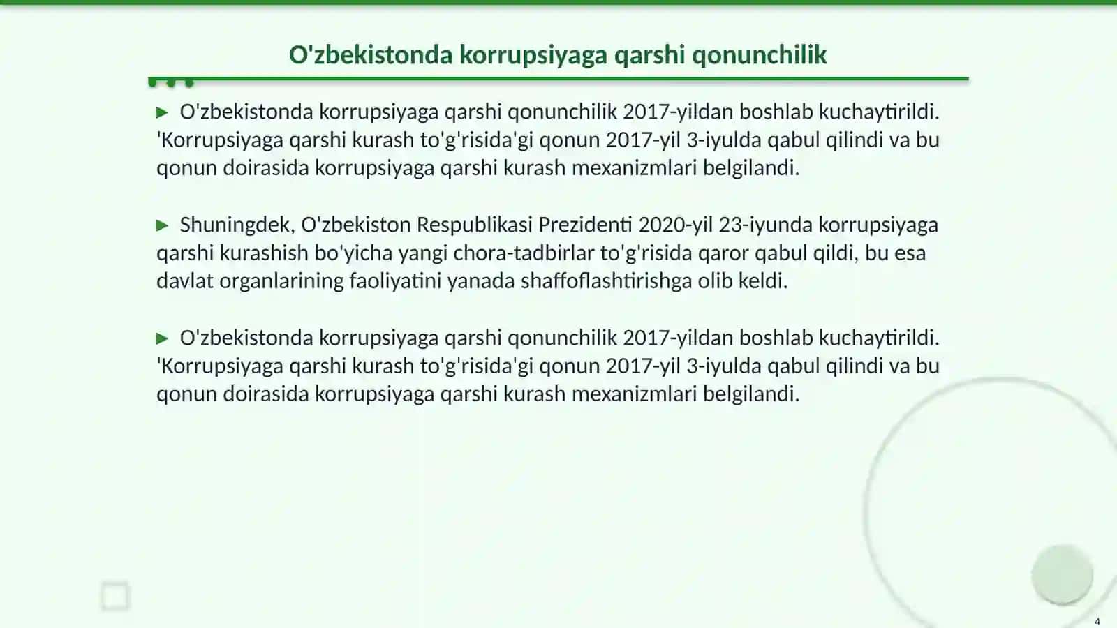 O'zbekistonda korrupsiyaga qarshi kurash mexanizmlari 4