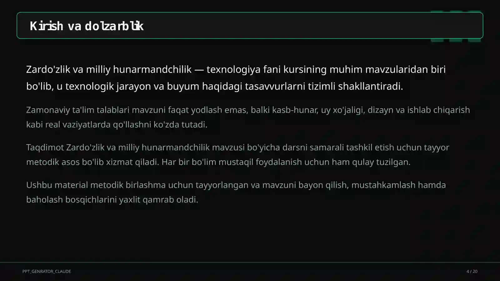 Zardo'zlik va milliy hunarmandchilik (8-sinf) 4