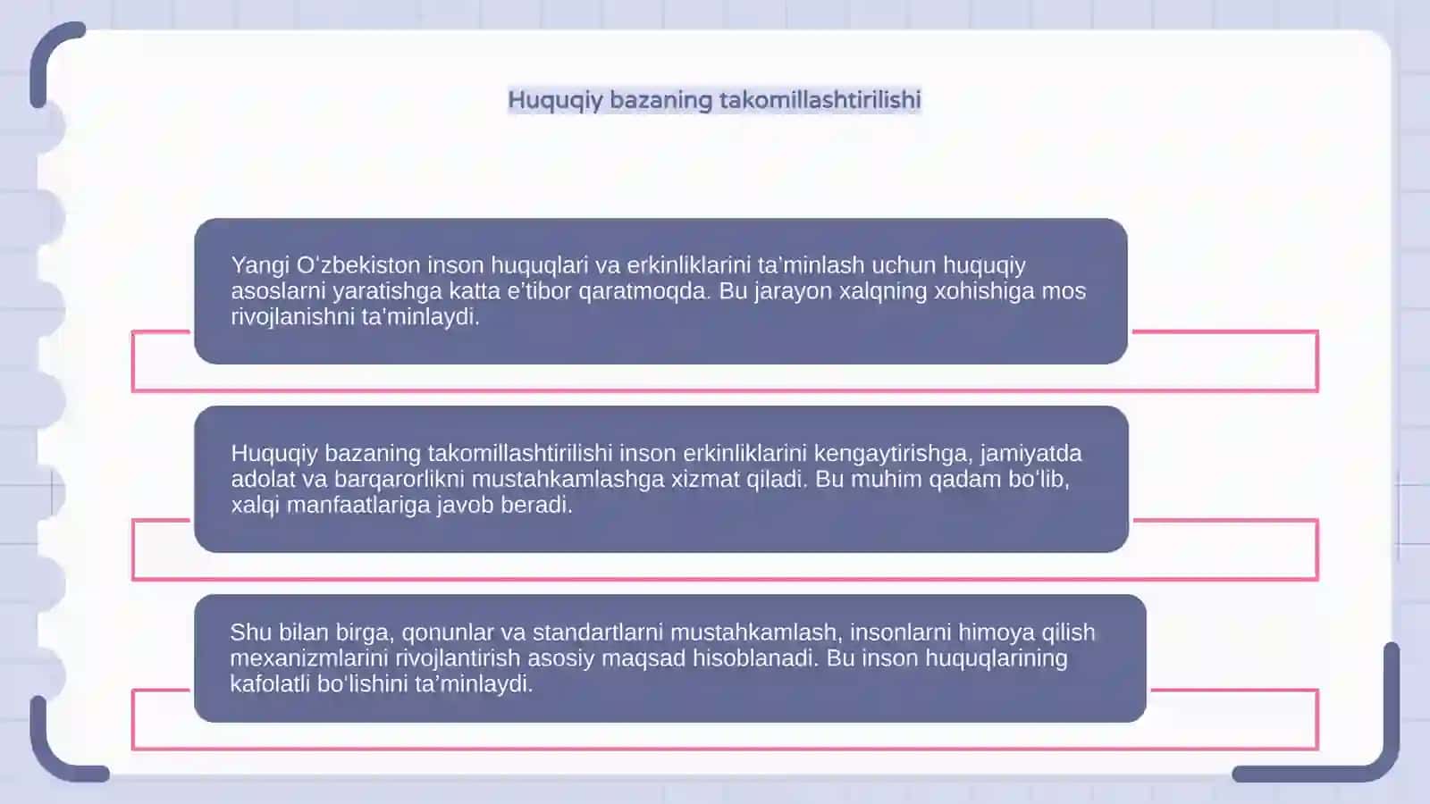 Yangi Oʻzbekistonda inson haq-huquqlari va erkinliklarini kafolatlashning yaratilishi 4