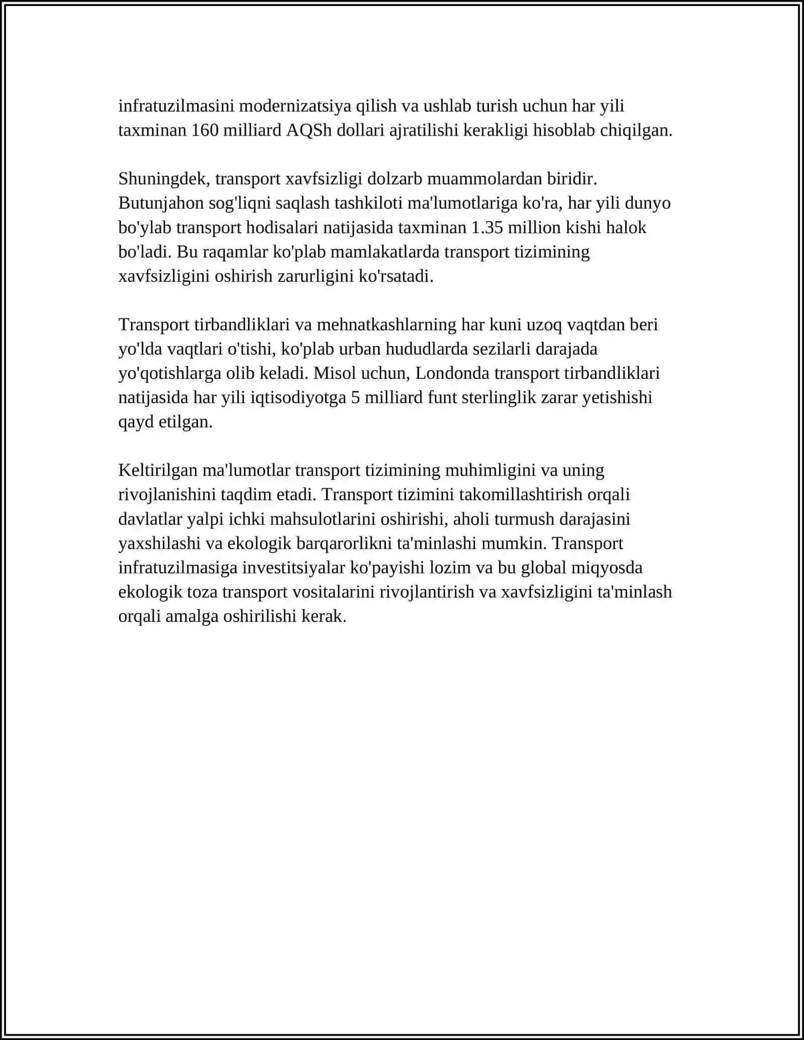 TRANSPORT MASALALARIGA KELTIRILGAN TAQSIMOT MASALALARI 4