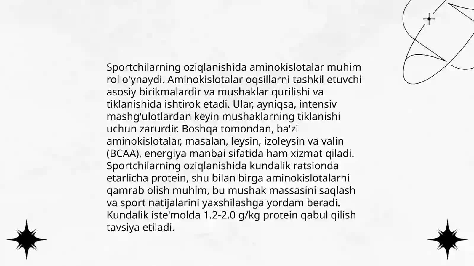 Aminokislotalarning sportchilar uchun ahamiyati 4