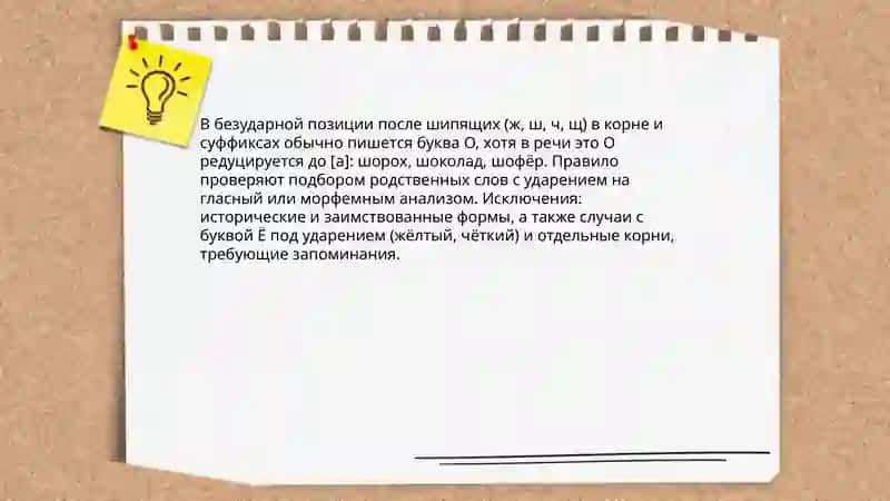 Правописание букв о, е (ё) после шипящих и Ц 4