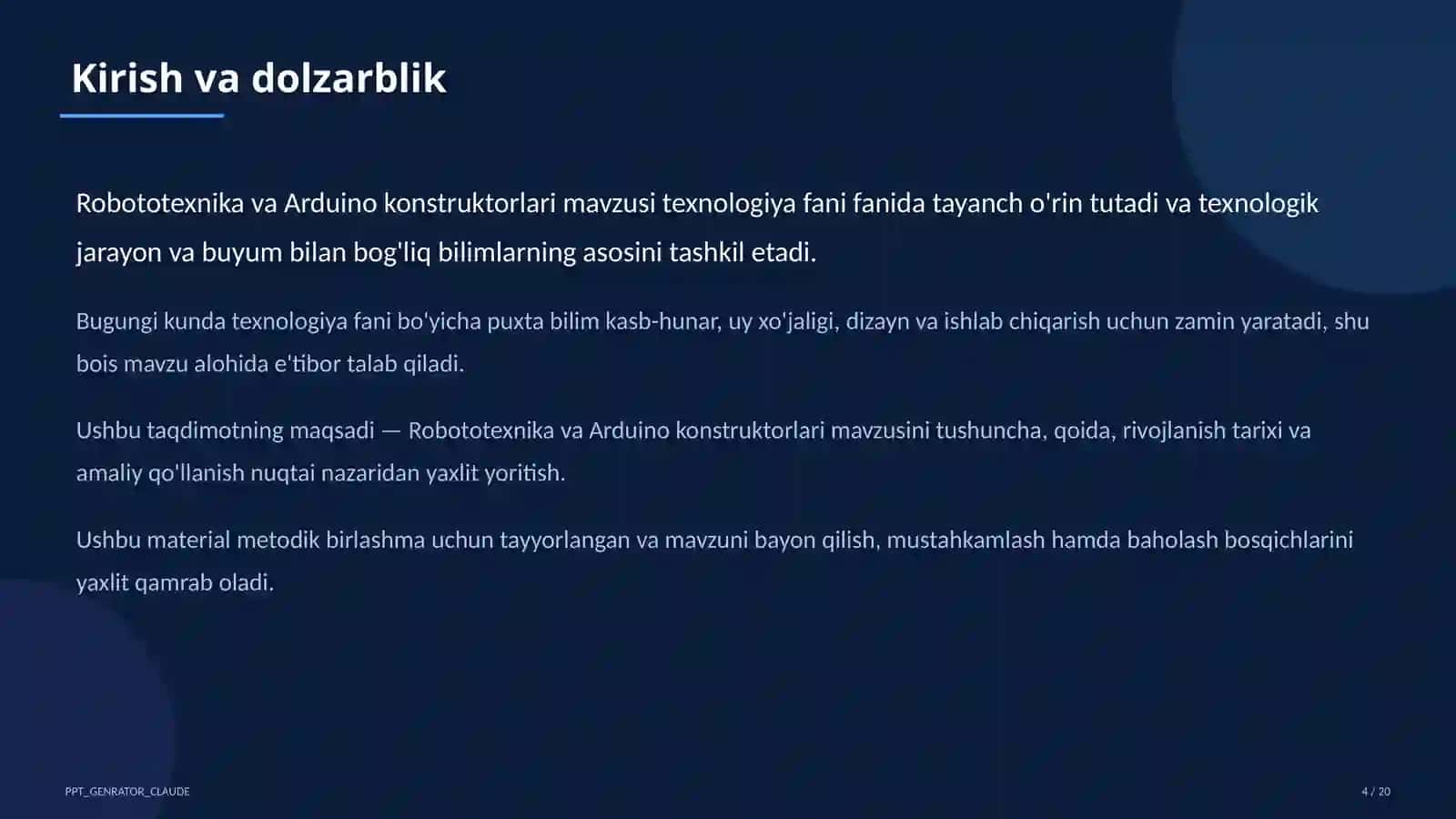 Robototexnika va Arduino konstruktorlari (9-sinf) 4