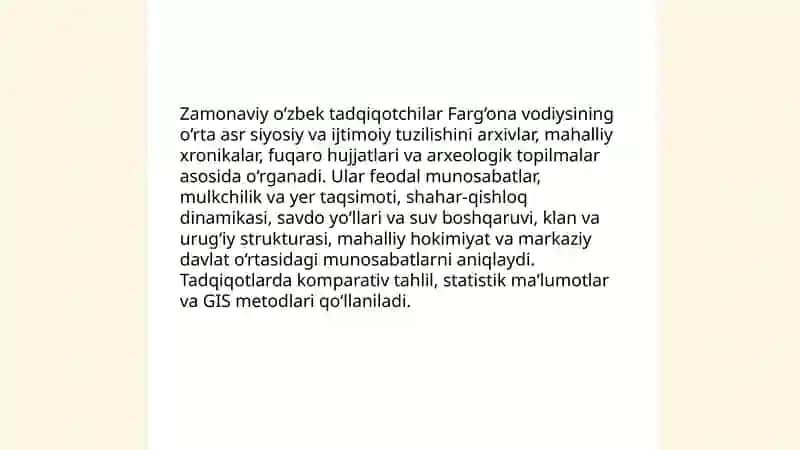 Zamonaviy o‘zbek tadqiqotchilarining Farg‘ona vodiysi tarixi 4