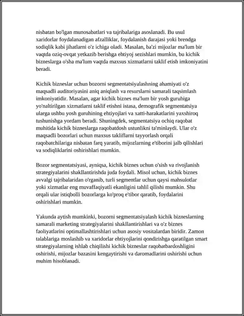 Bozorni segmentatsiyalash va kichik biznesda maqsadli auditoriyani aniqlash 4
