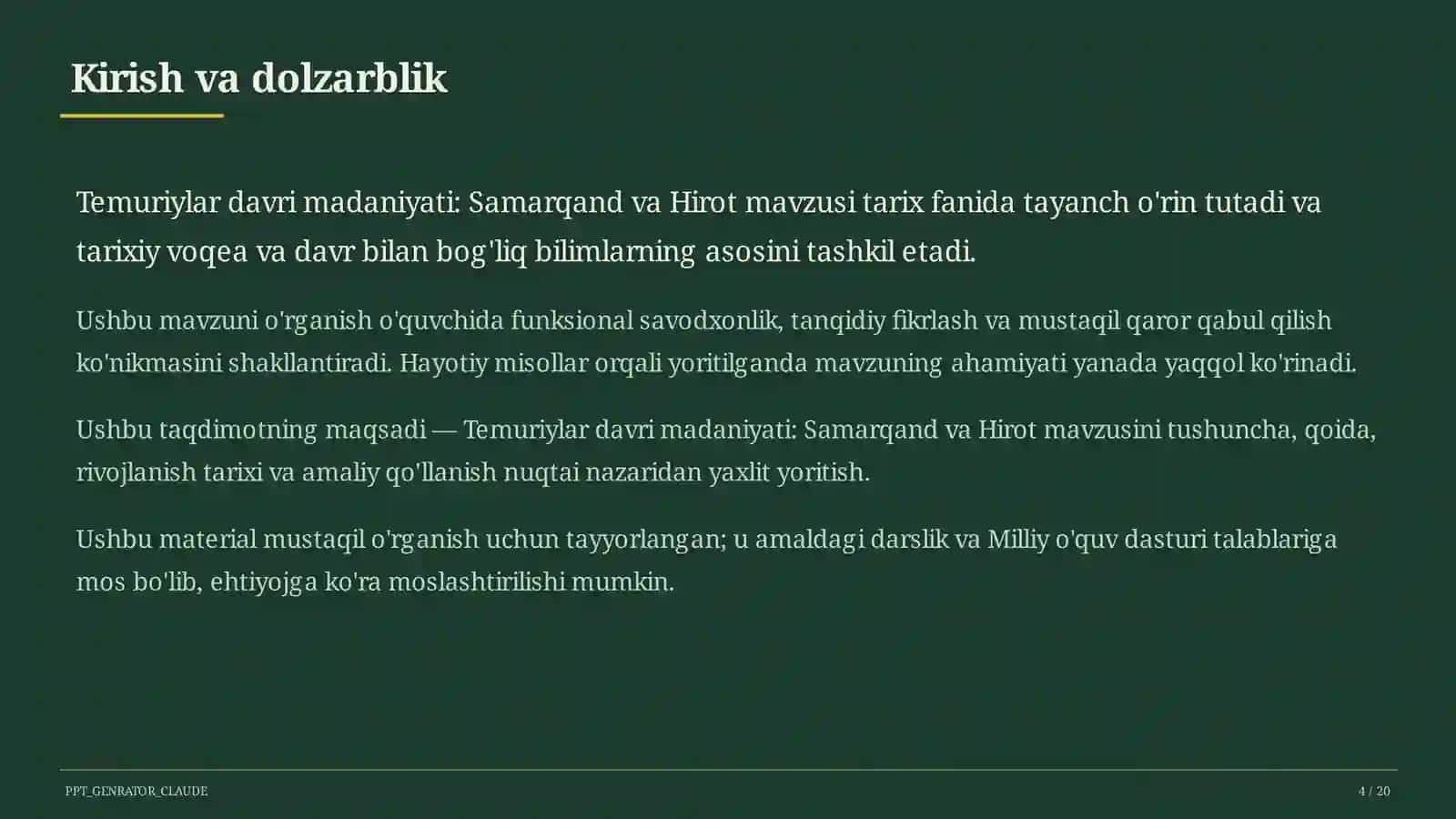 Temuriylar davri madaniyati: Samarqand va Hirot (8-sinf) 4