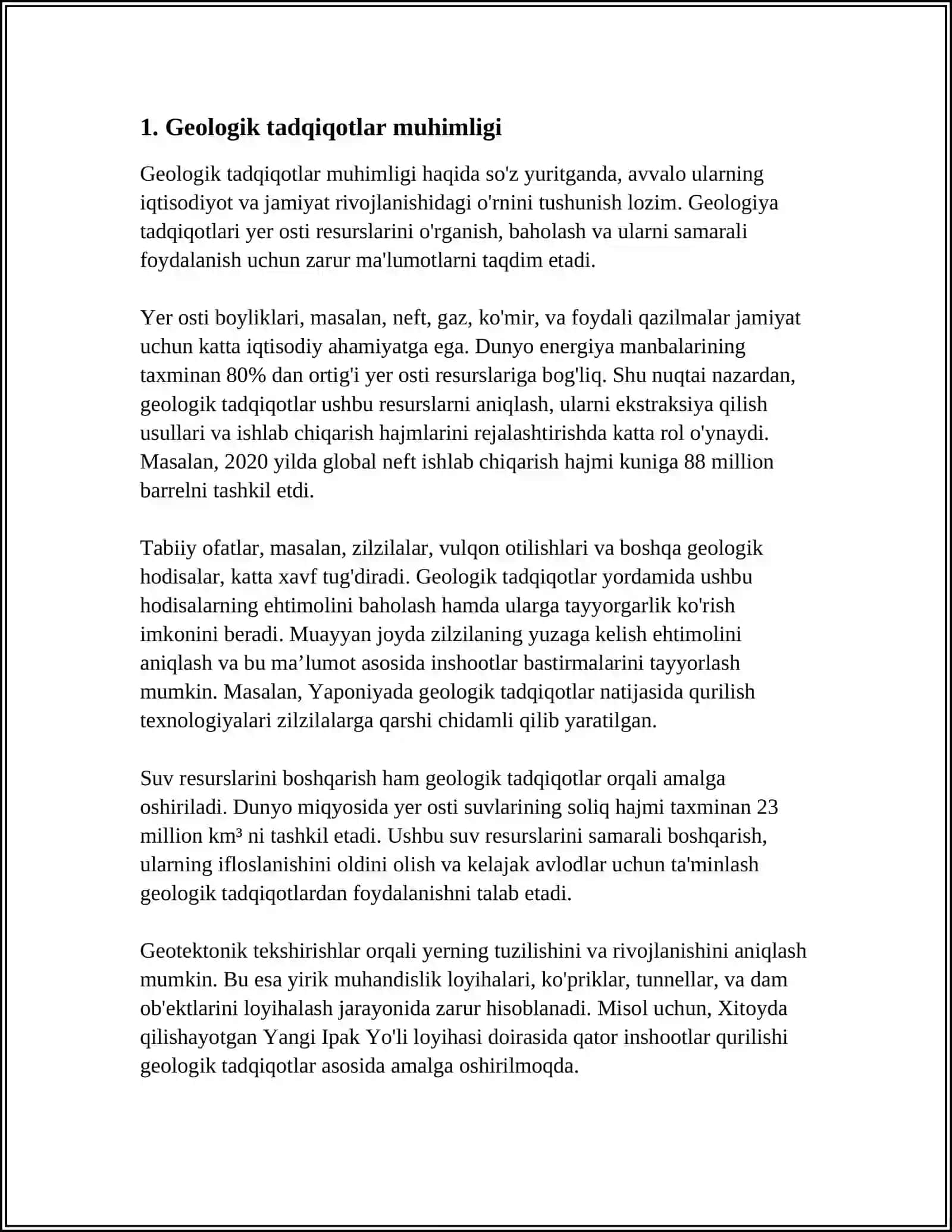 QUDUQDA GEOLOGIK TADQIQOTLAR MAʼLUMOTLARI BOʻYICHA QUDUQLAR KESIMINI LITOLOGIK TABAQALASH USLUBIYATI.KOMPLEKS TAHLIL QILISH 4