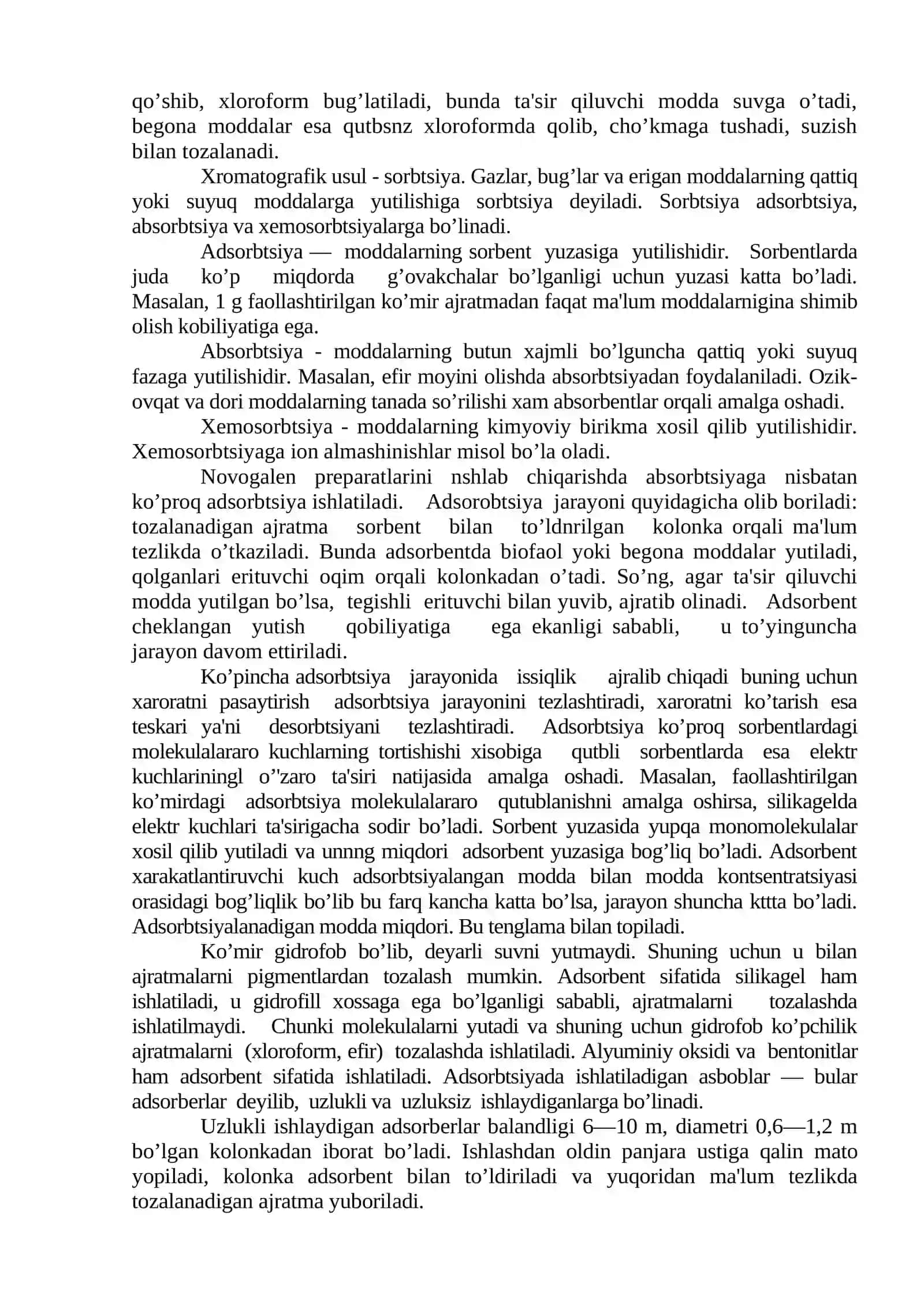 Ajratmani yot moddalardan tozalash usullari 4