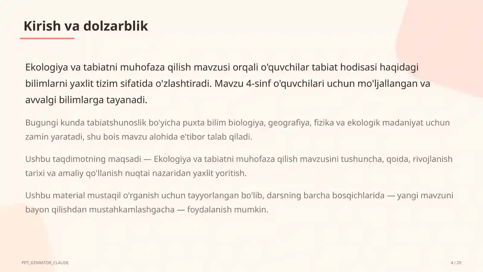 Ekologiya va tabiatni muhofaza qilish (4-sinf) 4