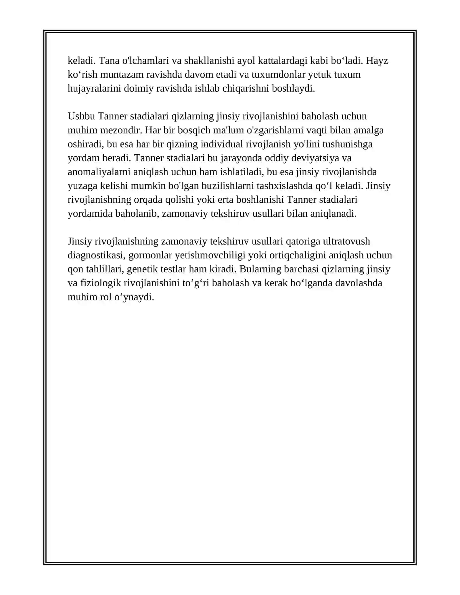 JINSIY RIVOJLANISHNI ORQADA QOLISHI VA BARVAQT JINSIY RIVOJLANISH, PATOLOGIK PUBERTAT. NORMAL HAYZ SIKLI VA UNING BOSHQARILISHI 4