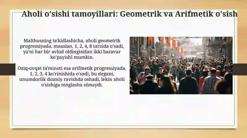 Maltusning nufus nazariyasi, qiymat nazariyasi va klassik maktab bilan ziddiyatlari 4