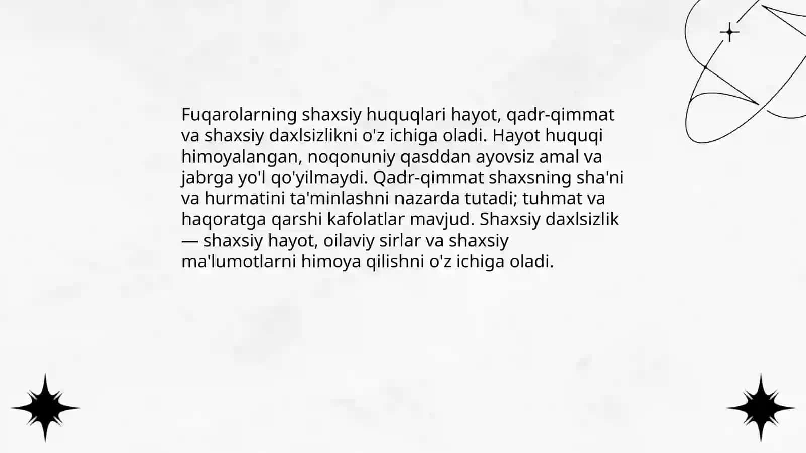 Fuqarolarning huquq va erkinliklarning konstitutsiyada kafolatlanishi hamda fuqarolarning burchlari 4