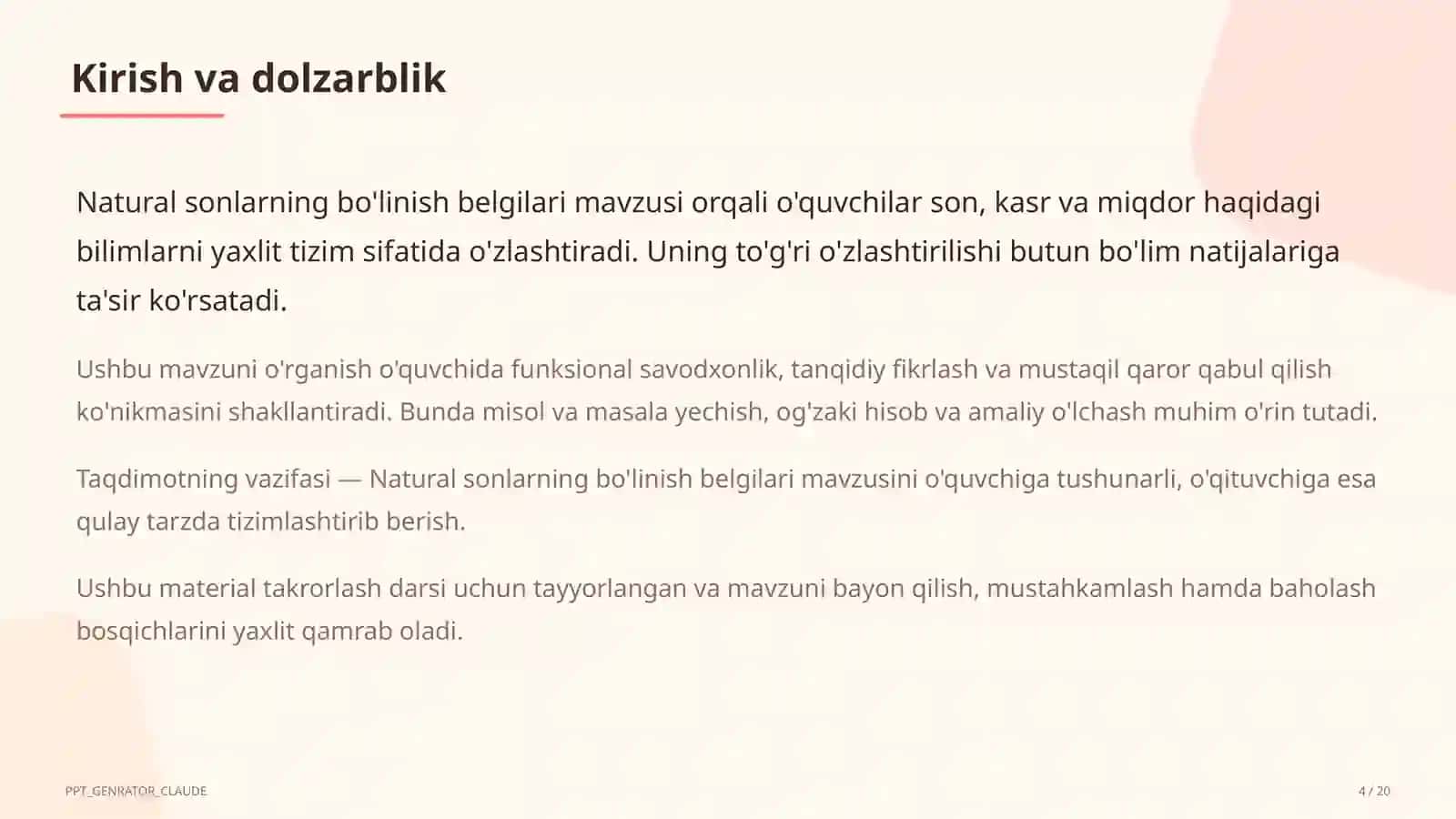 Natural sonlarning bo'linish belgilari (5-sinf) 4