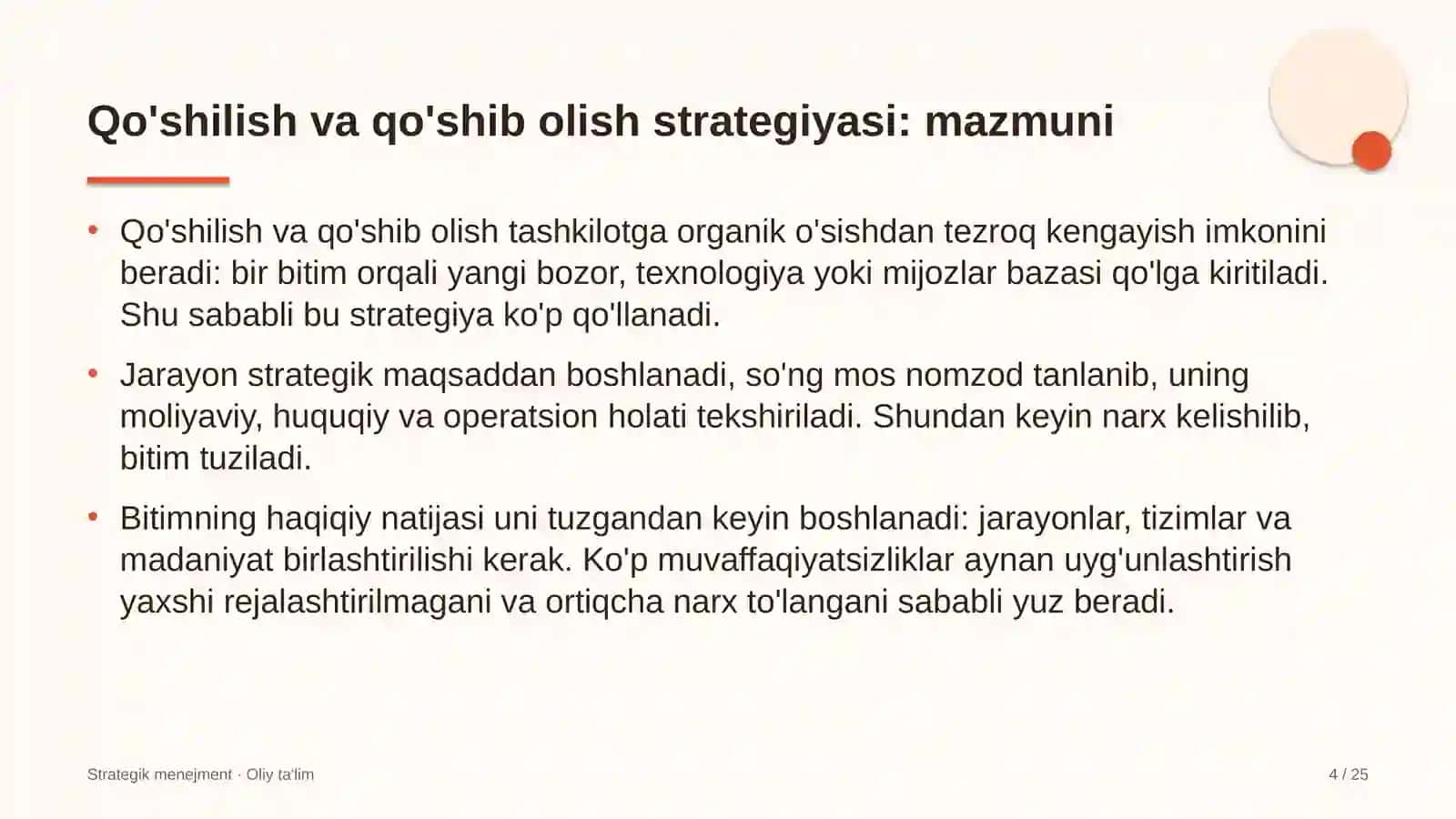 Ekologiya sohasida qo'shilish va qo'shib olish strategiyasini amalga oshirish 4