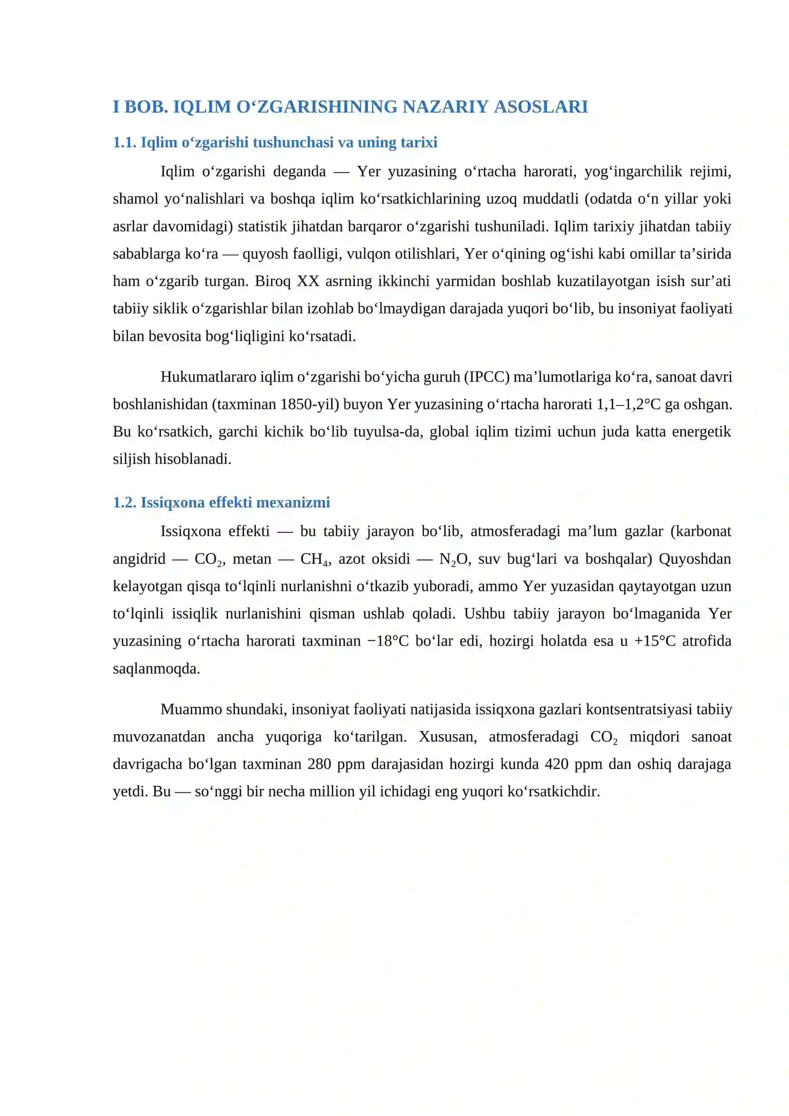 Referat Iqlim oʻzgarishi ilmiy ish 4