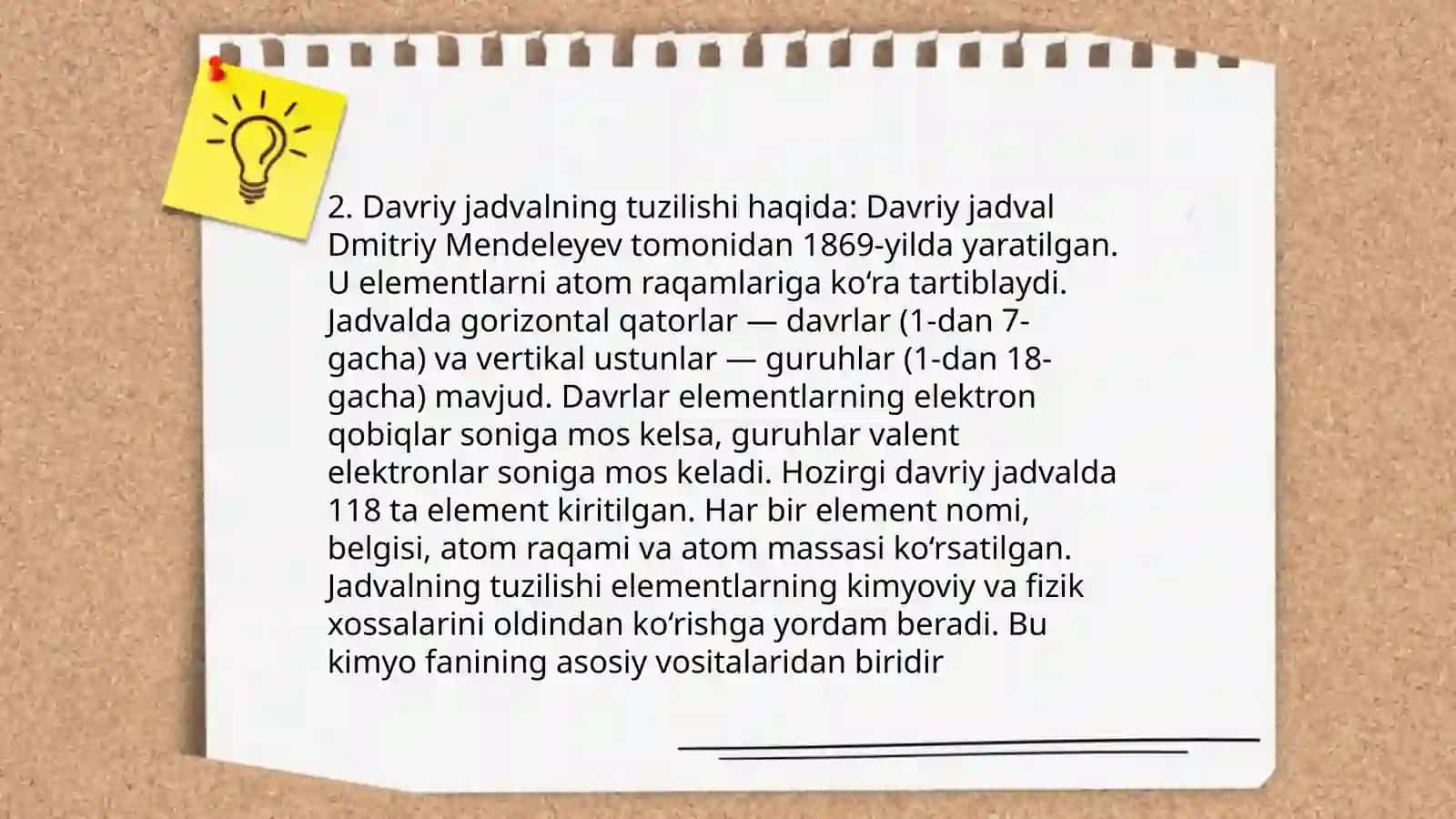 Mendeleyevning davriy qonuni va sistemasini o'qitish metodikasi 4
