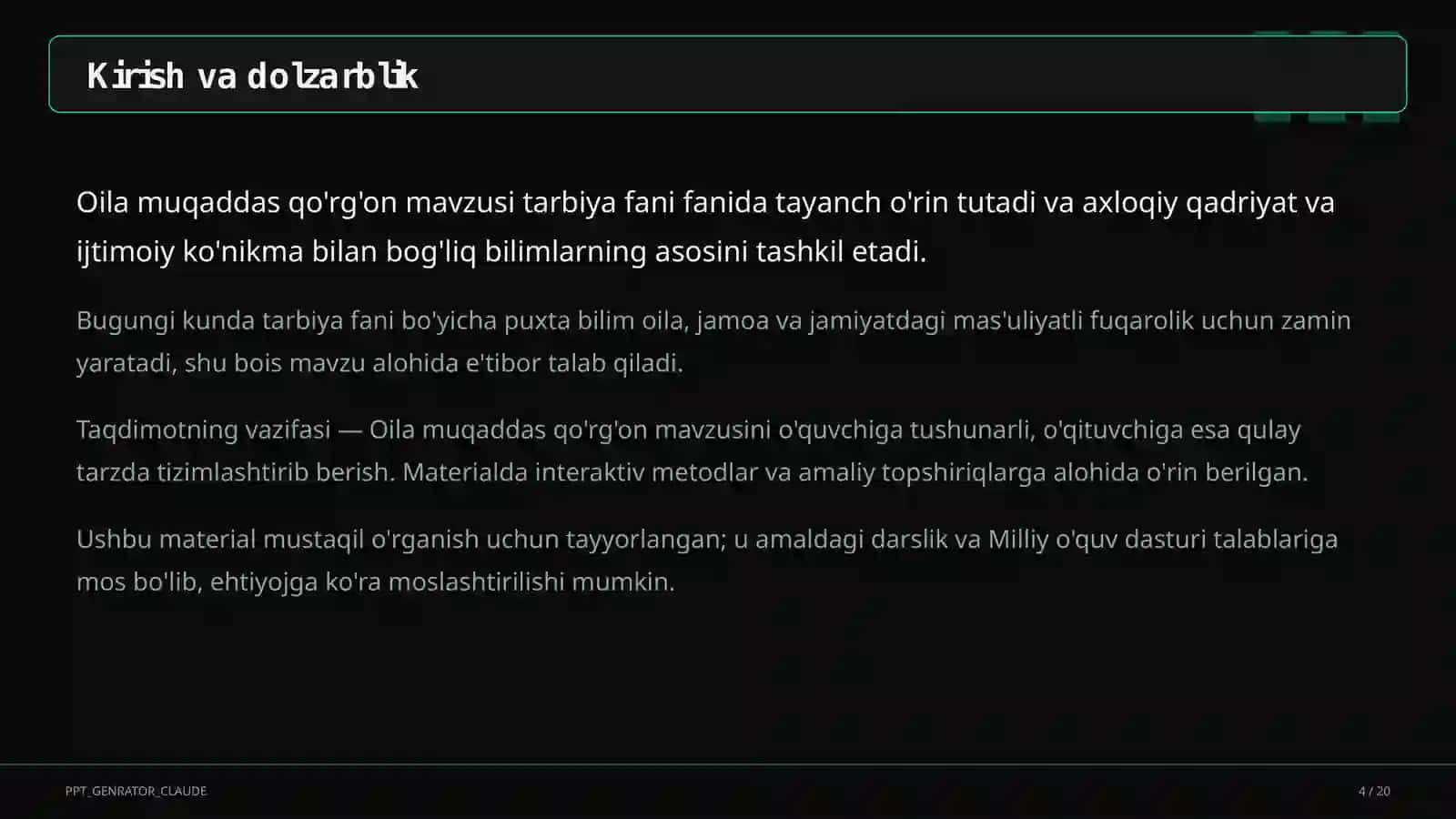 Oila muqaddas qo'rg'on (5-sinf) 4