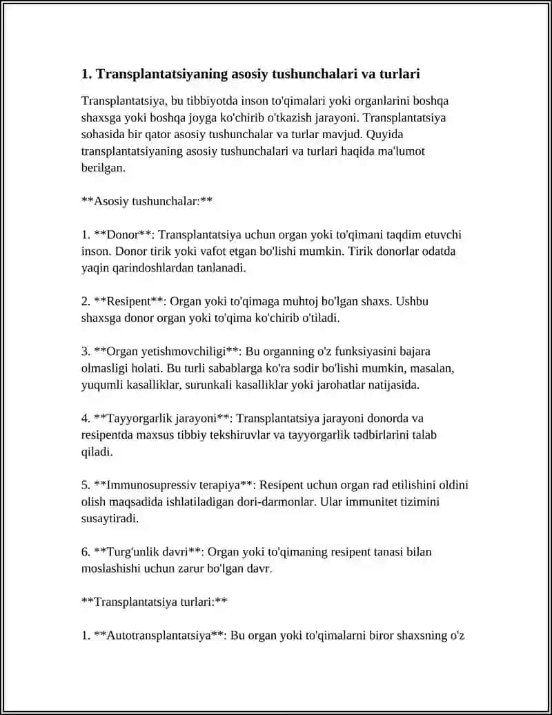 TRANSPLANTATSIYA, REGENERATSIYA, GOMEOSTAZNI BIOLOGIK QONUNIYATLARI 4