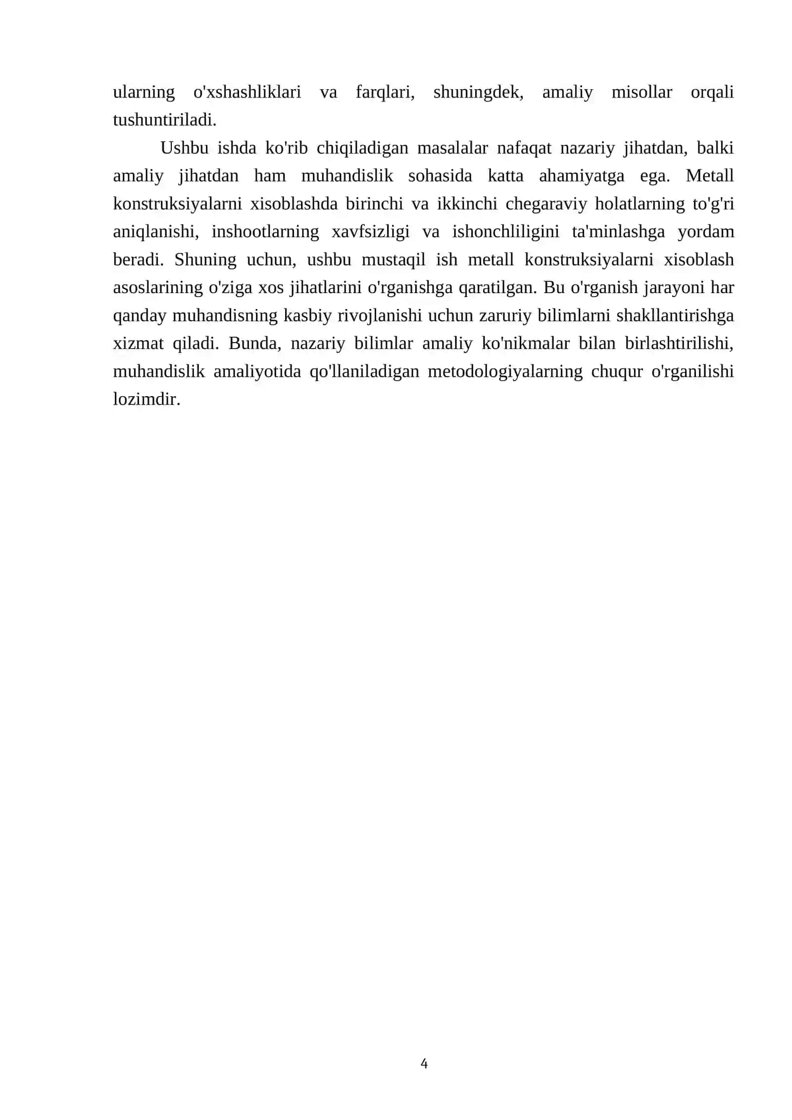 Metall kanstruksiyalarni xisoblash asoslari birinchi va ikkinchi chegaraviy xolatlari. Rasm va formullalar bilan 4