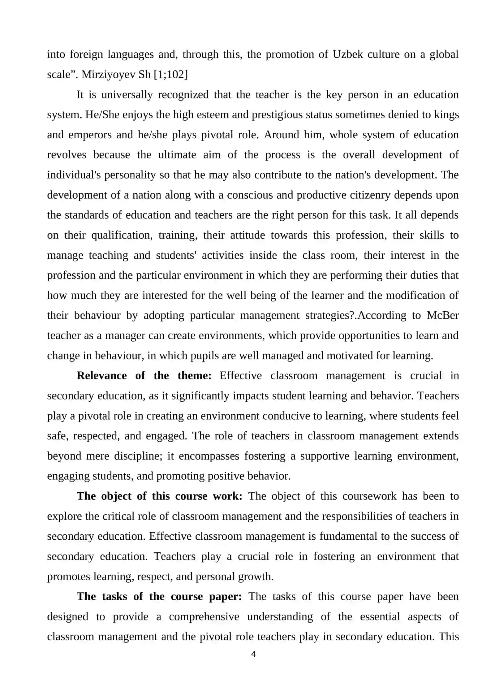 CLASSROOM MANAGEMENT AND TEACHER'S ROLE AT SECONDARY EDUCATION 4