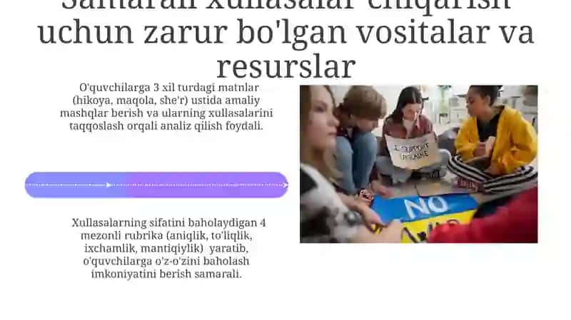 Ona tili va o'qish savodxonligi darslarida mustaqil umumlashtiruvchi darslarni tashkil etish 4