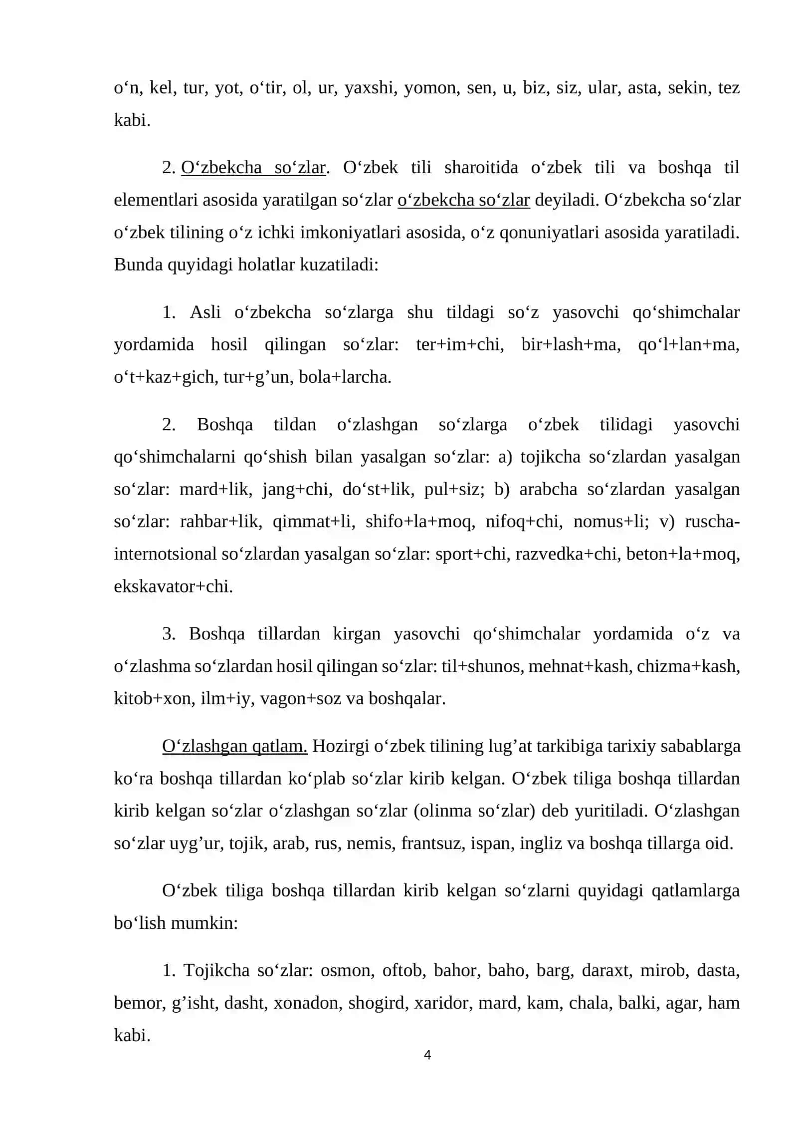 TURKIY TILLARDA OʻZ VA OʻZLASHGAN QATLAM 4