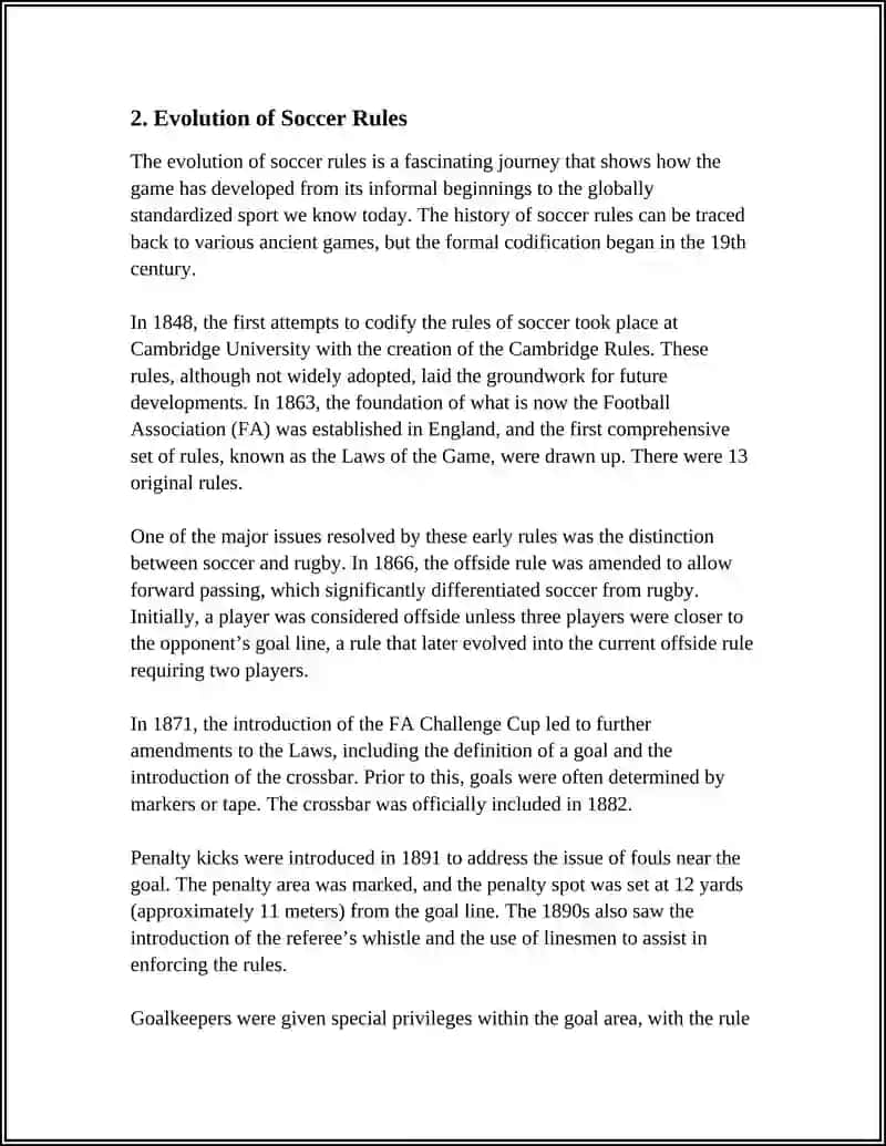 Evolution of Soccer Rules 4