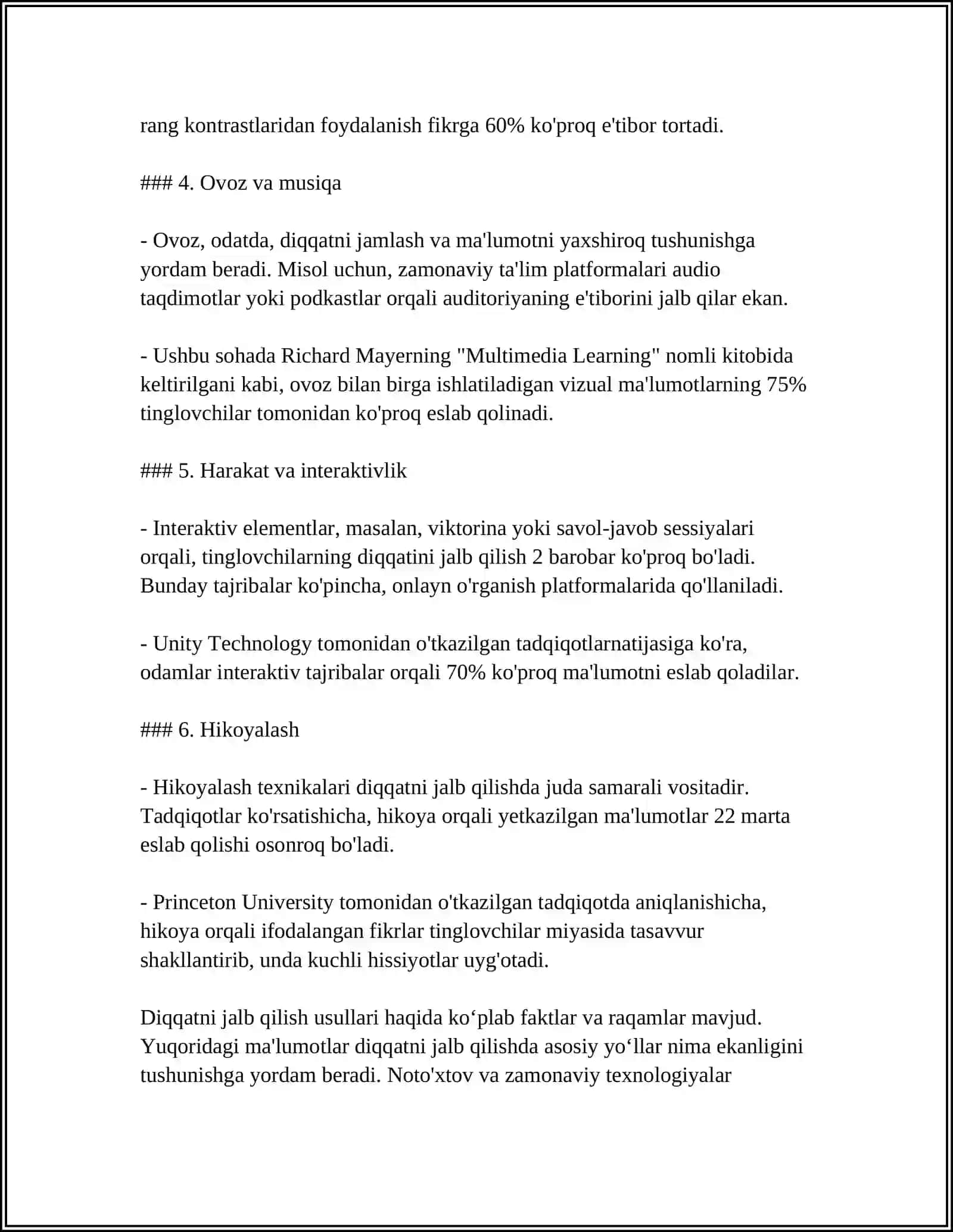 DIQQATNI RIVOJLANTIRISH METODLARI 4