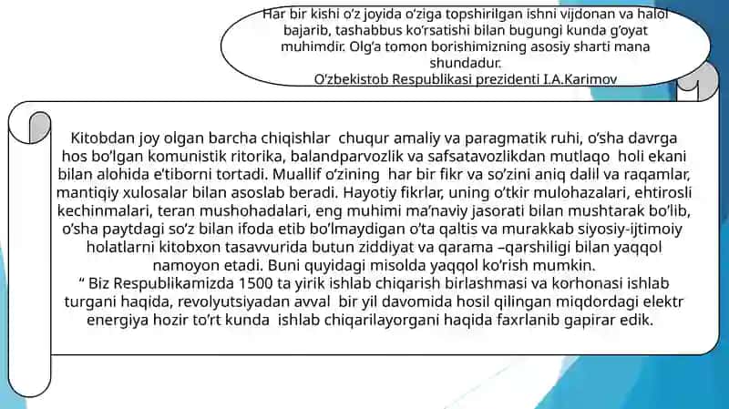 I.A.Karimovning“O’zbekistonmustaqillikkaerishishostonasida”asari 4