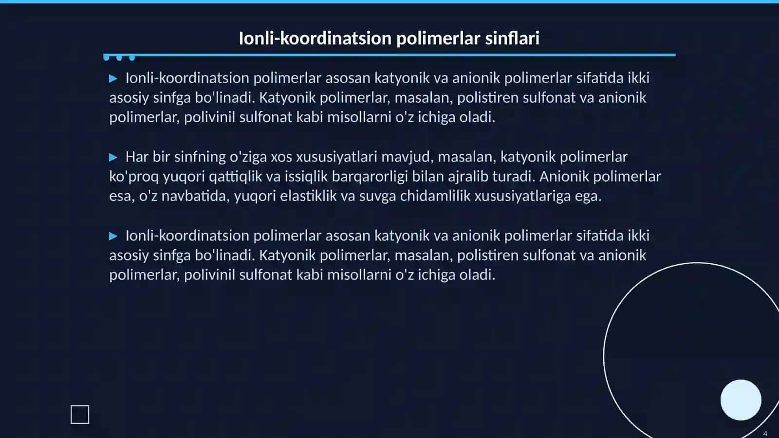 Ionli-koordinatsion polimerlanish reaksiyalari 4