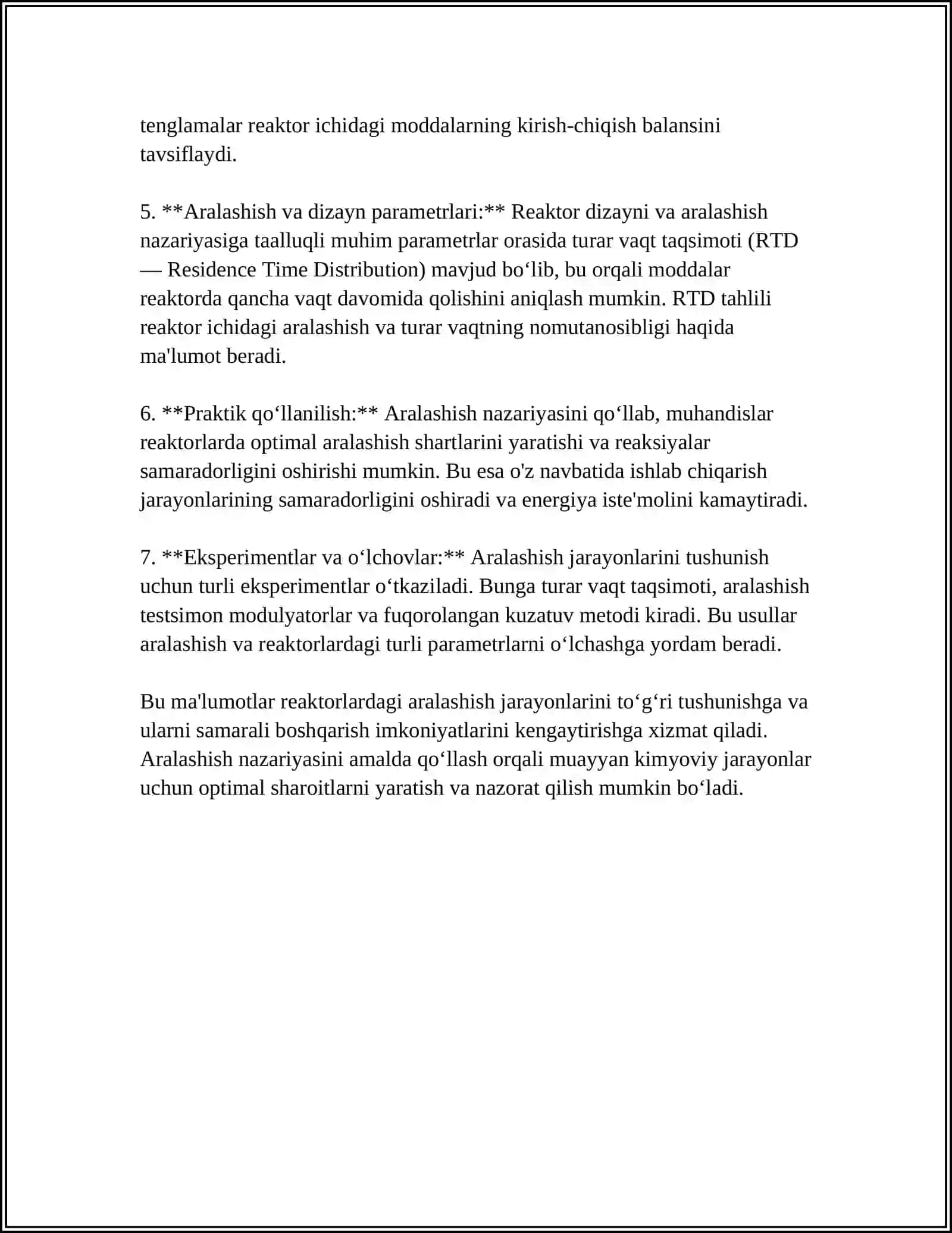IDEAL TO'LIQ ARALASHADIGAN REAKTORLAR 4