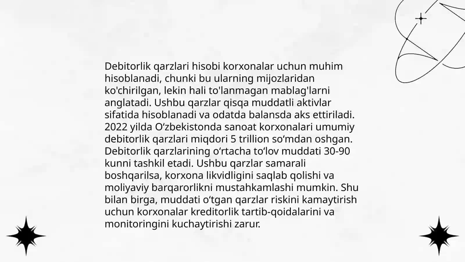 Turli debitor va kreditorlar bilan hisoblashuvlar hisobi 4