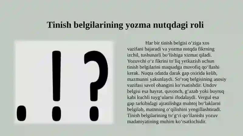 Tinishbelgilarining Qo'llanishi 4