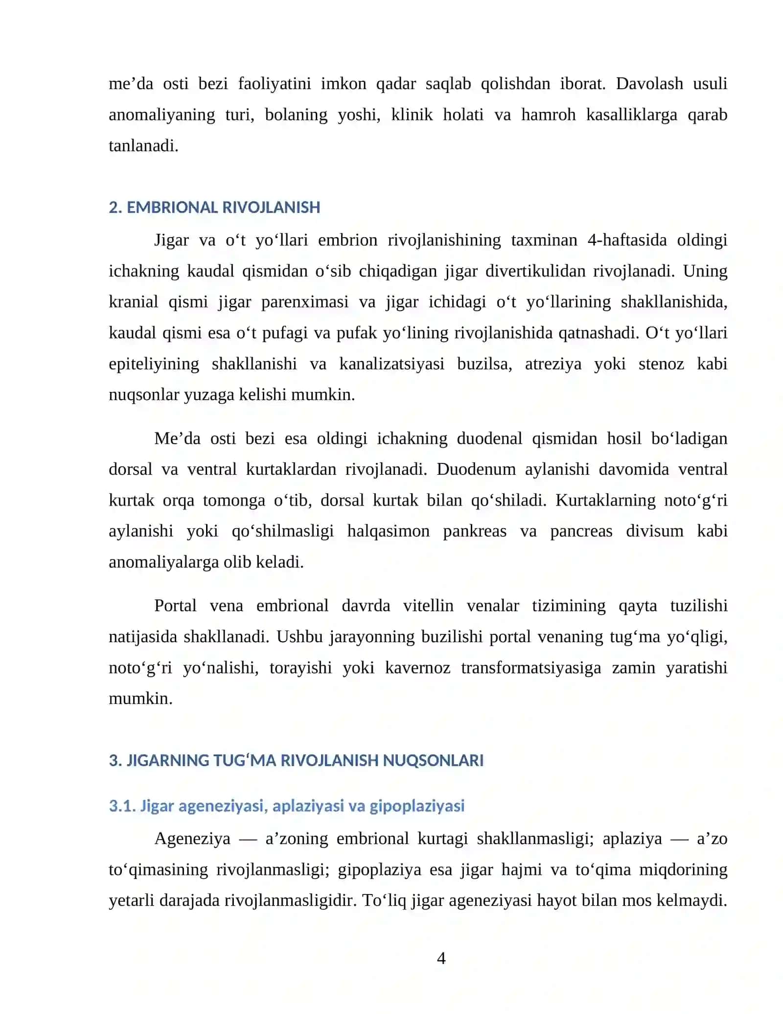 Jigar, o‘t yo‘llari va me’da osti bezining tug‘ma rivojlanish nuqsonlari va anomaliyalari. TUG‘MA PORTAL GIPERTENZIYA SABABLARI 4