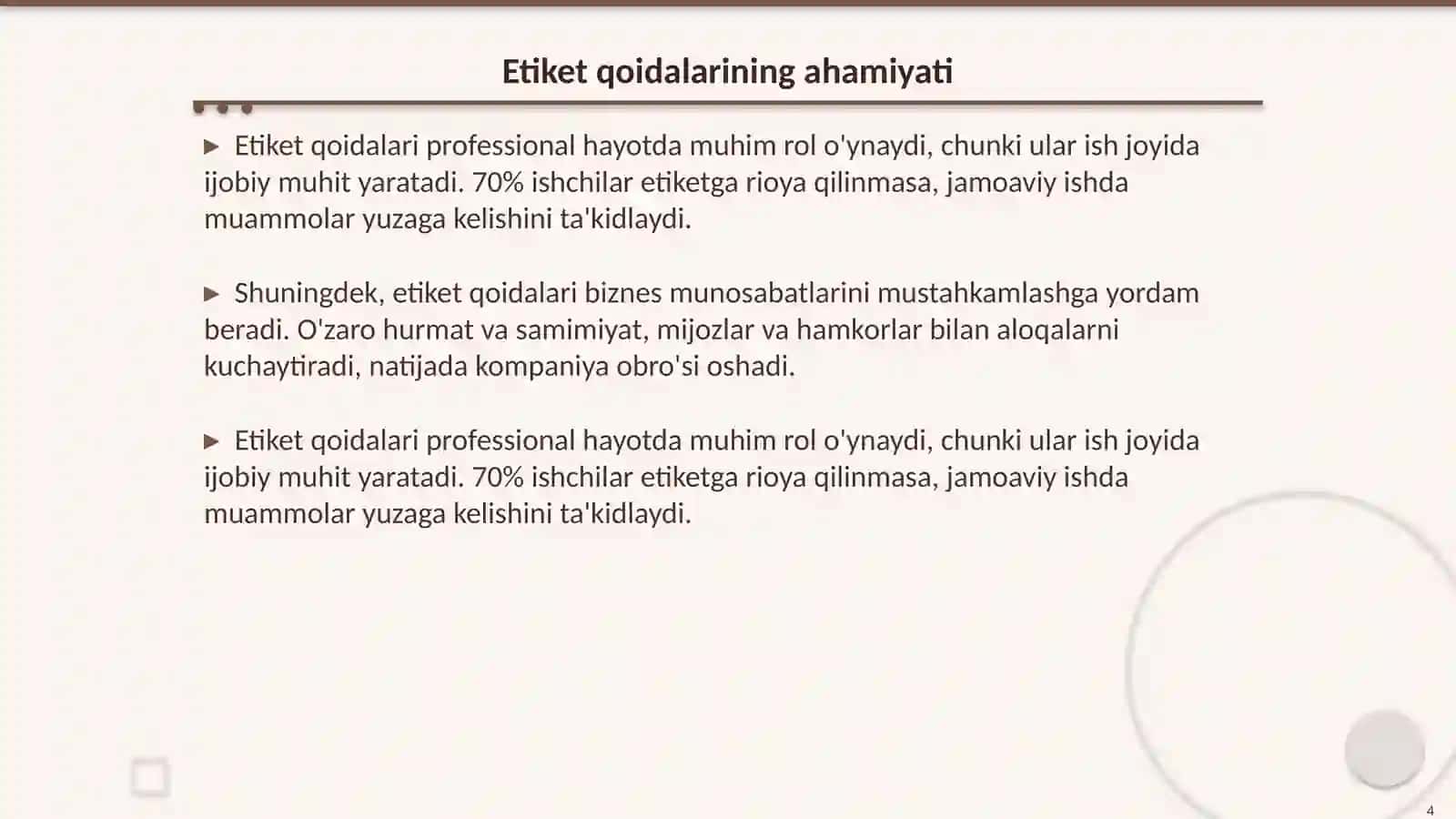 Biznes Etiket va Unvonlardan Foydalanish 4
