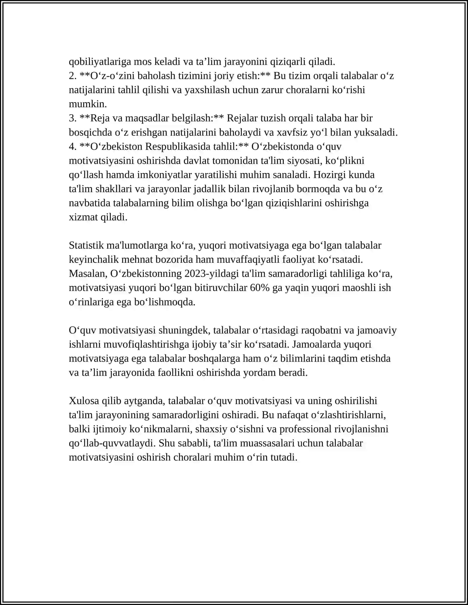 TALABALAR O'QUV FAOLIYATI JARAYONIDA MOTIV VA MOTIVATSIYANI RIVOJLANTIRISHNING PSIXOLOGIK XUSUSIYATLARI 4