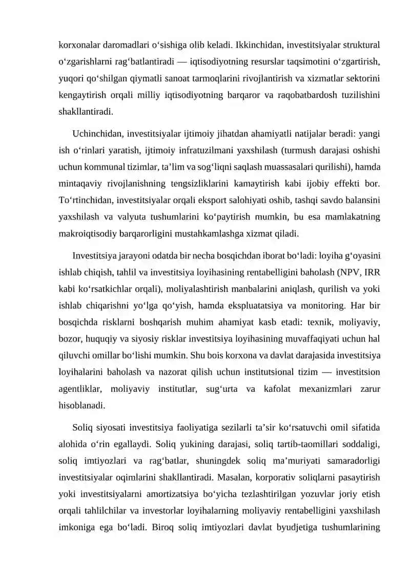 Investitsiya faoliyatini rivojlantirishda soliq siyosatining tasiri 4