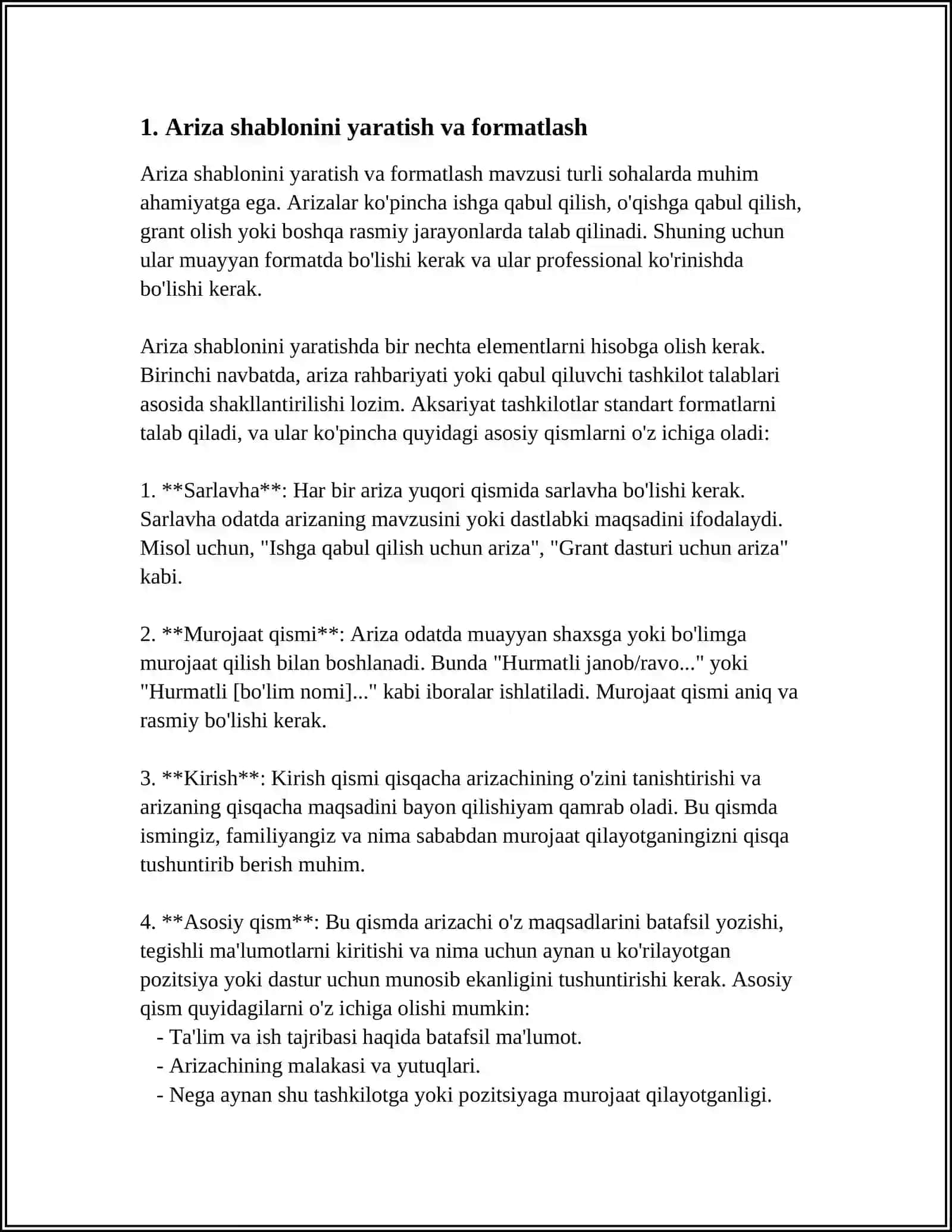 MS WORD MATN TAXRIRLAGICHIDA TURLI XIL BLANKALAR YARATISH (ARIZA, KASALLIK KARTA, ANALIZ BLANKASI VA H.K) 4